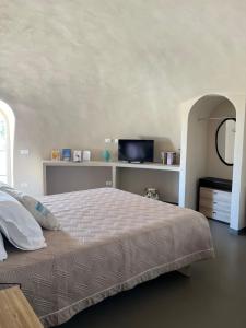 una camera con un grande letto e una TV di Nausicaa Guesthouse a Marsala