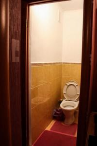 a small bathroom with a toilet in a stall at Ferrari Apartments in Vinnytsya