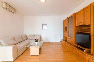 a living room with a couch and a tv at One-Bedroom Apartment in Crikvenica IX in Sopaljska