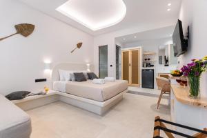 TV a/nebo společenská místnost v ubytování Adama's Suites Naxos