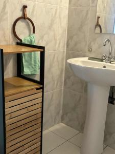 a bathroom with a white sink and a mirror at Expédit Horizon in Salazie +47 photos