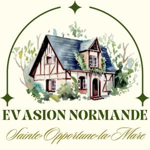 un disegno di una casa con le parole sfratto normande opportunità fare di Maison Évasion Normande a Sainte-Opportune-la-Mare