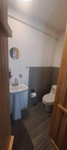 a bathroom with a sink and a toilet at HERMILA Tlalpan in Mexico City +7 photos