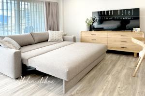 Χώρος καθιστικού στο New Aloha Waikiki Ilikai Hotel Condo Free Parking