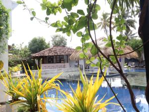 a view of the resort from the pool at Handagedara Resort & Spa in Mirissa