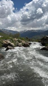 a river with rapids on the rocks with mountains at MOUNTAIN HOUSE In ROSHKA in Roshka