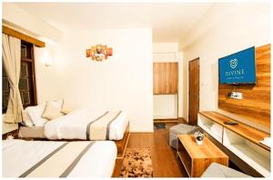 Μια τηλεόραση ή/και κέντρο ψυχαγωγίας στο Hotel Divine The Elite Zong Lachung Resort Sikkim