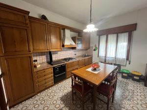 Altivoleにあるcasa Giovannaのキッチン(木製キャビネット、木製テーブル付)