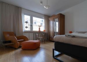 Ένα ή περισσότερα κρεβάτια σε δωμάτιο στο Ruhige Lage Apartment in Unterbilk