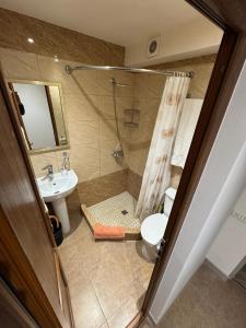 a bathroom with a shower and a toilet and a sink at Grand time hotel in Yerevan