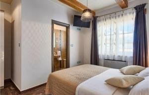 un dormitorio con una cama y una ventana en Villa Patrick, en Pazin