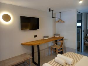 TV a/nebo společenská místnost v ubytování Psili ammos Loft in Tolo
