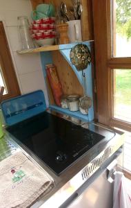 einen Herd mit Backofen in der Küche in der Unterkunft La Salicorne hébergement insolite in Saint-Germain-sur-Ay