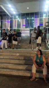 a group of people sitting on steps in a building at Hospedaje,Cartagena,Clasicos,Turismocolombia-fit in Cartagena de Indias