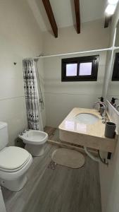 a bathroom with a white toilet and a sink at Terroir Village - Complejo en Mendoza in Guaymallen
