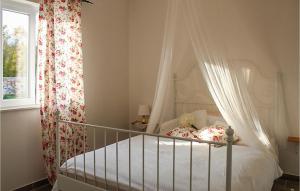 a bedroom with a bed with a canopy and a window at Beautiful Home In Sveti Anton With Wifi in Sveti Anton
