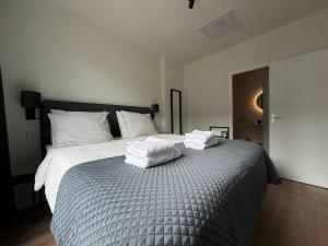 Katil atau katil-katil dalam bilik di Modern 1BR Apt Near Station & Center in Sittard +3 gambar