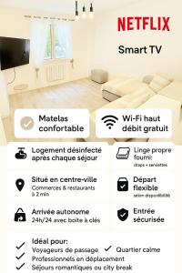 a poster of a living room with a tv at Le Cocon Creusois 1 in Guéret