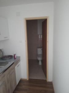 a bathroom with a toilet and a sink at Yellow hill Batinac in Ćuprija