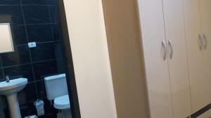 a bathroom with a toilet and a sink at Hospedaria Pinheiros Hostel in Sao Paulo