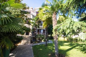 a palm tree in front of a house at Apartments Lidija in Umag