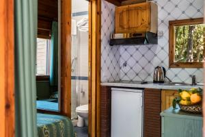 een kleine keuken met een wastafel en een toilet bij Residence Villaggio Verde in Sorrento