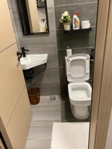 a bathroom with a toilet and a sink at Sure Stay Homes in Gatunga