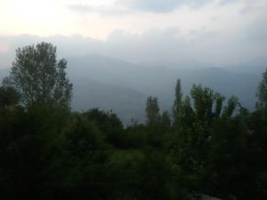 a view of a foggy valley with trees in the foreground at Executive Heights Apartments in Bhurban