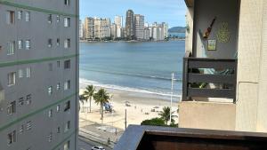 a view of a beach from a building at Vista para o Mar & Pé na Areia in São Vicente