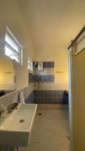 a bathroom with a sink and a shower at Casa LeValois in Port Louis