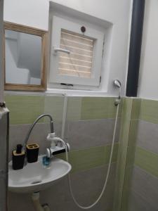 a bathroom with a sink and a mirror at Apartman M&D in Pančevo +11 photos