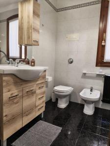 a bathroom with a sink and a toilet at Ortensia in San Donà di Piave