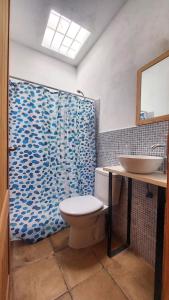 a bathroom with a toilet and a sink at La Casa de las Golondrinas in Las Hortichuelas Bajas