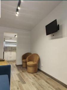 TV a/nebo společenská místnost v ubytování Apartament w centrum Okuninki