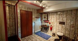 a bathroom with a sink and a toilet at RuheUndSonne Apartment in Lichtenau