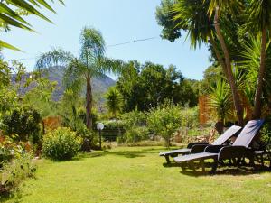 un gruppo di sedie a sdraio in cortile di Villa Pelau - Holiday Home a Jerzu