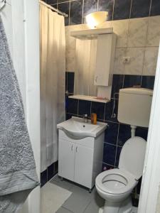 a bathroom with a toilet and a sink at Centar 1 in Šabac