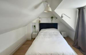 a bedroom with a white bed in a attic at 1 Bedroom Awesome Home In Katwijk Aan Zee in Katwijk aan Zee