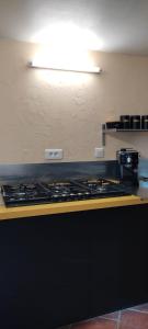 a kitchen counter with a stove and a light at Appartement La veg'it in Seyssins +16 photos