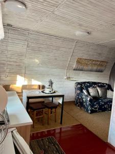 a living room with a couch and a table at Дача Фонтанка in Fontanka
