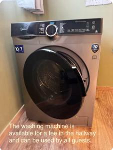 a washing machine is available for a fee in the hallway at Smart Deluxe Studio N9 private Kitchenette Balcony Beach 250m Marina Port 900m in Limassol