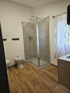 a bathroom with a shower and a toilet at Regina Margherita affittacamere in Aulla +14 photos