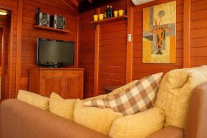 A television and/or entertainment centre at Casa Noray El Palmar- Swimming pool with water jets