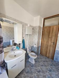 ein Badezimmer mit Toilette und Waschbecken in der Unterkunft Apartment Blue in Korenica + 8 Fotos