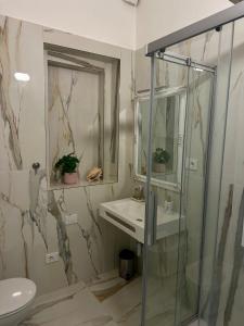 a bathroom with a shower and a sink and a toilet at Limonaieincentro in San Benedetto del Tronto +8 photos