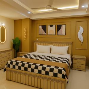 Ένα ή περισσότερα κρεβάτια σε δωμάτιο στο Neat Retreat -1BHK Full Apartment-E11 Islamabad-Netflix-AC-WiFi