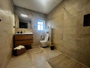 a bathroom with a toilet and a sink at Farm Stay Čardaklije in Kulen Vakuf +32 photos