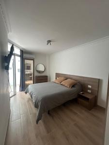 a bedroom with a large bed and a mirror at Bahamas Avenida Muelle in Puerto de la Cruz