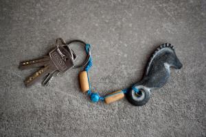 a pair of keys and a dog key chain at Casa da Baía - Guest House in Horta