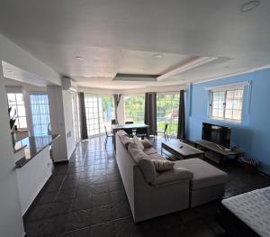 a living room with a couch and a tv at Casa do Largo in Figueiró dos Vinhos